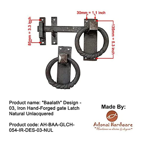 Baalath Antique Heavy Duty Forged Front Entry Sturdy Ring Gate Latch ( Des-03 )