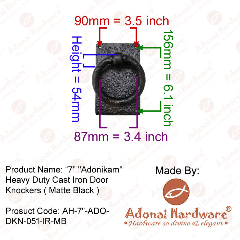 7 Inch Adonikam Iron Door Knockers