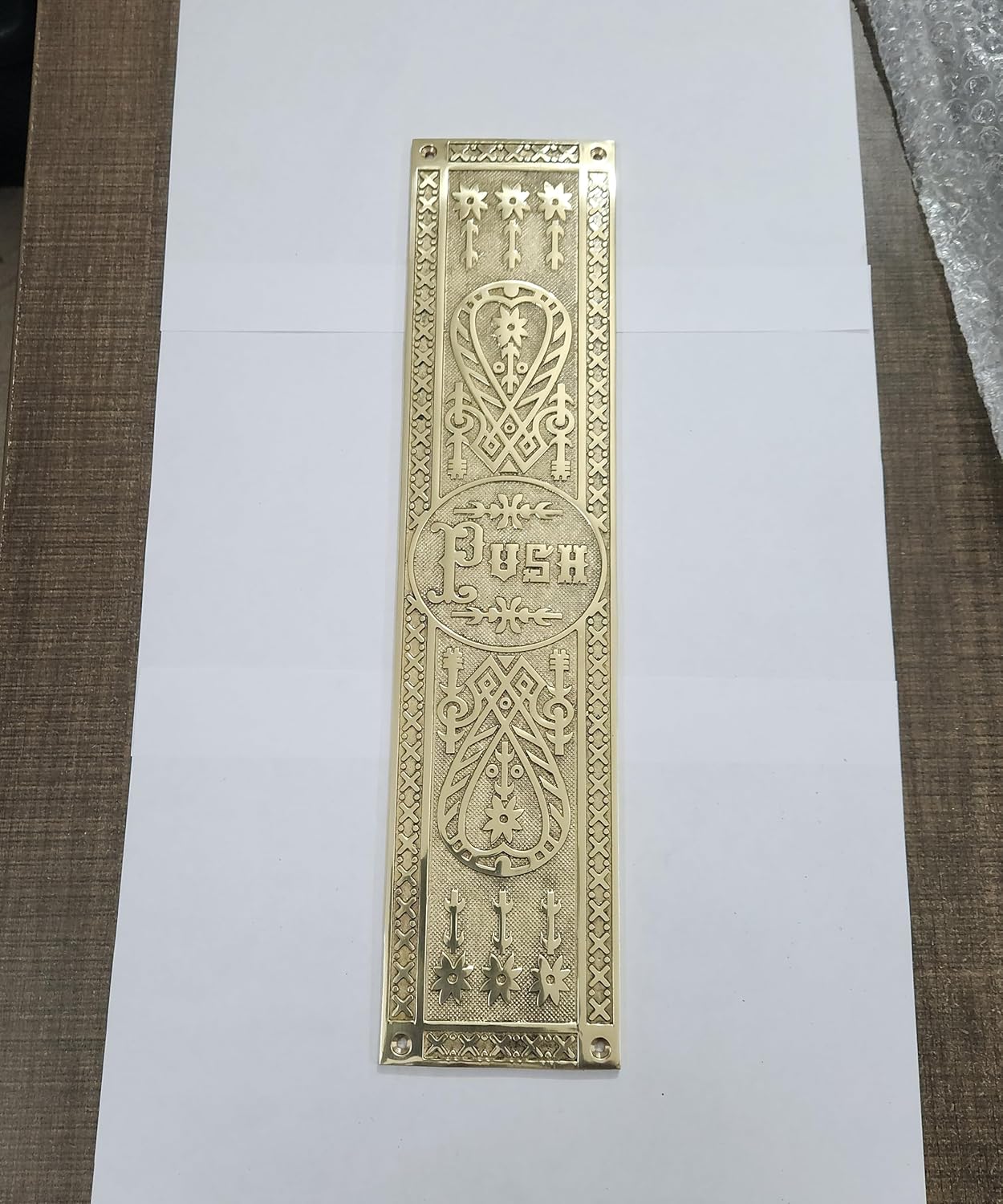 10.2 Inch Decorative "PULL" Brass Push Plate