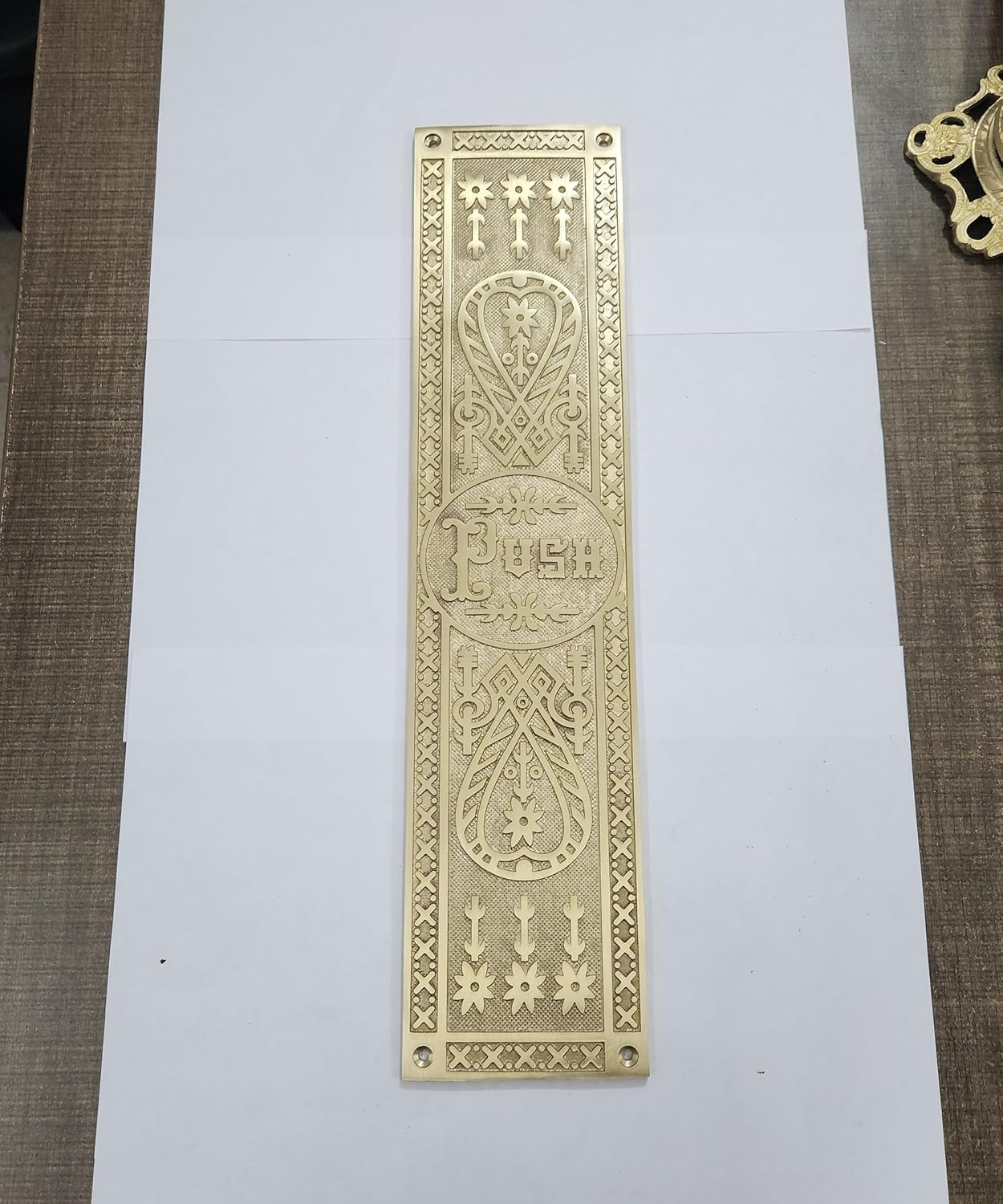 10.2 Inch Decorative "PULL" Brass Push Plate