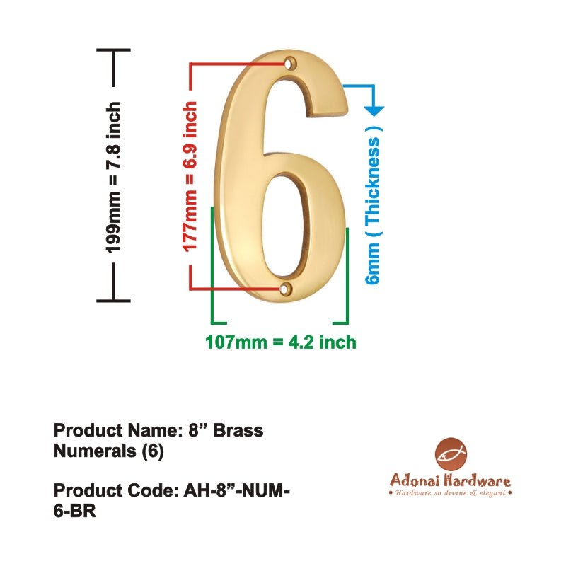 8" Brass Numerals (0-9)