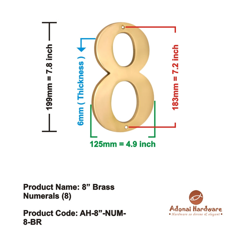 8" Brass Numerals (0-9)
