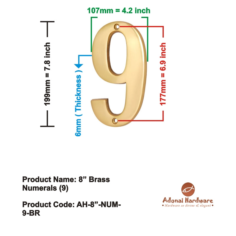 8" Brass Numerals (0-9)