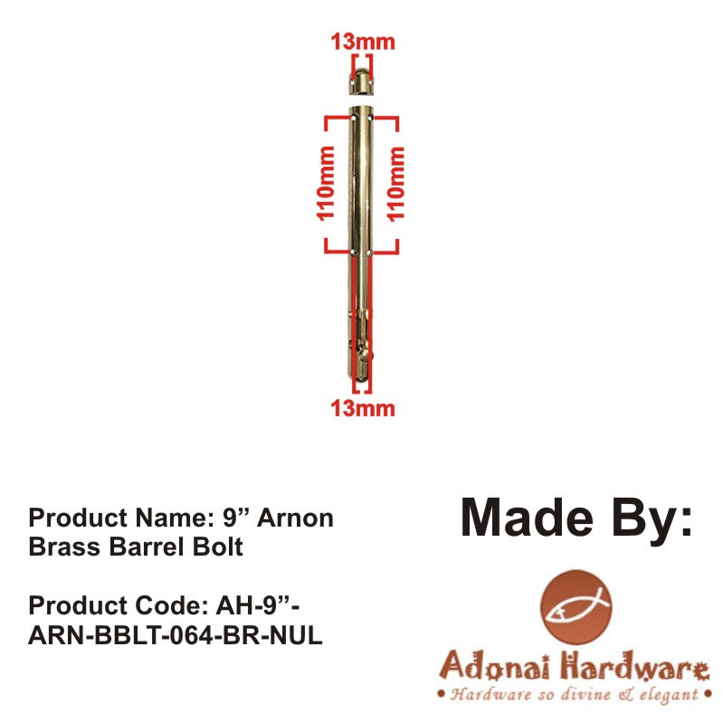 18" Arnon Brass Barrel Bolt