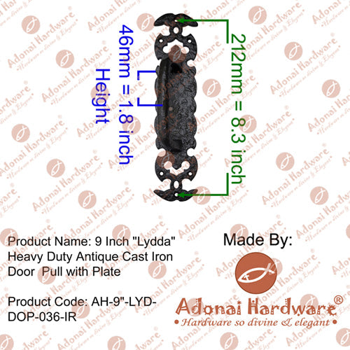 9 Inch "Lydda" Iron Door Pull