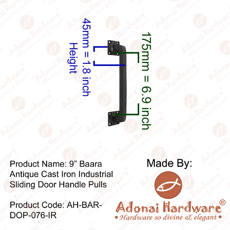 9 inch Baara Solid Brass Door Pull