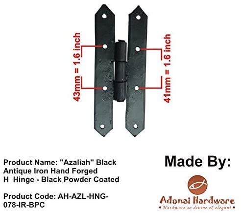 137mm "Azaliah" Black Antique Iron Hand Forged H Hinge
