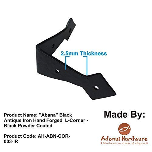 3 Inch "Abba" Black Antique Iron Hand Forged L-Corner