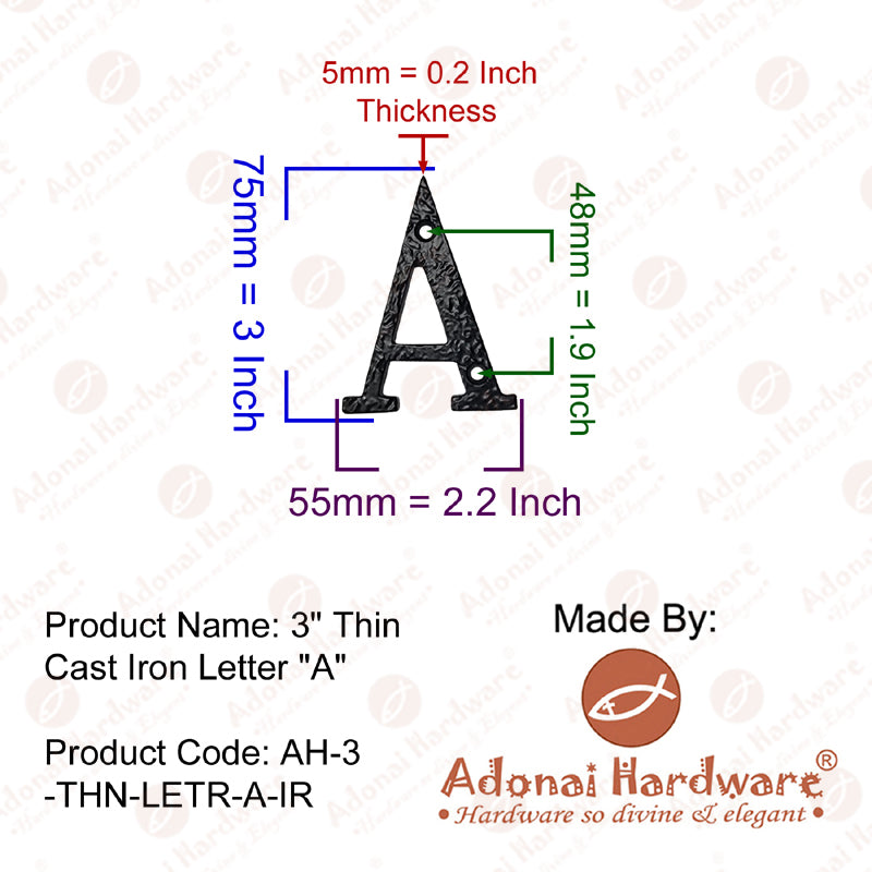3 Inch Thin Cast Iron Letters (A-Z)