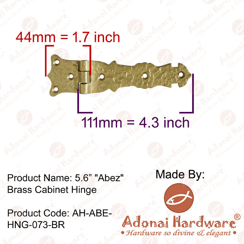 5.6 Inch "Abez" Brass Cabinet Hinge