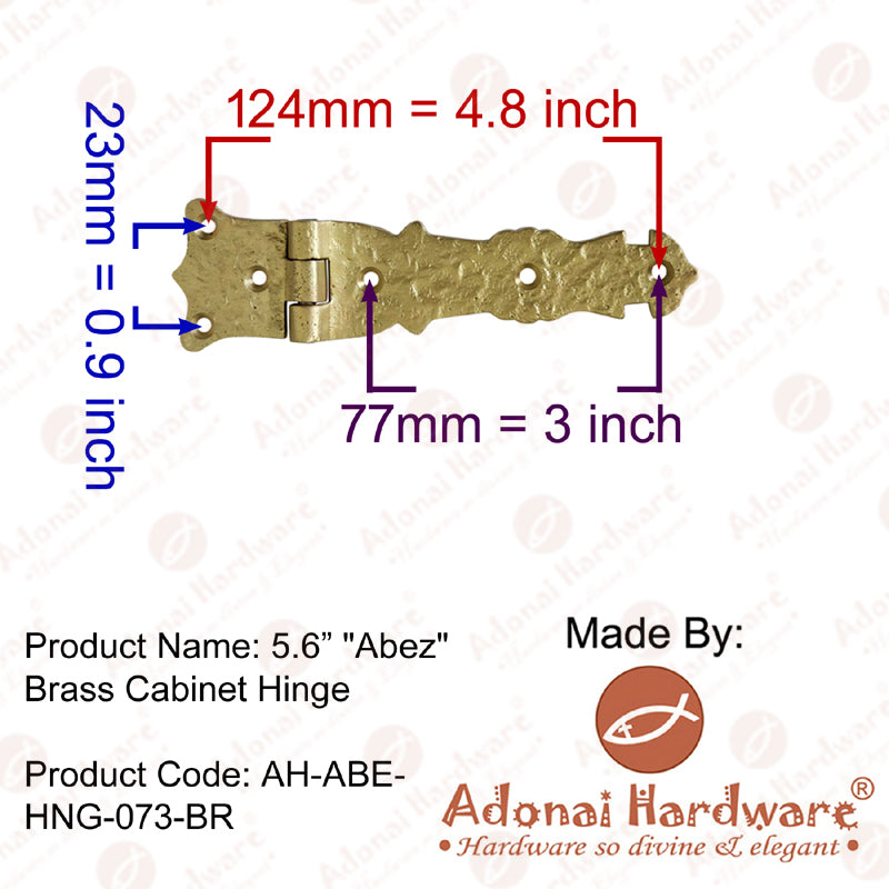 5.6 Inch "Abez" Brass Cabinet Hinge