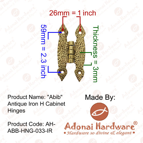 "Abib" Brass H Cabinet Hinge