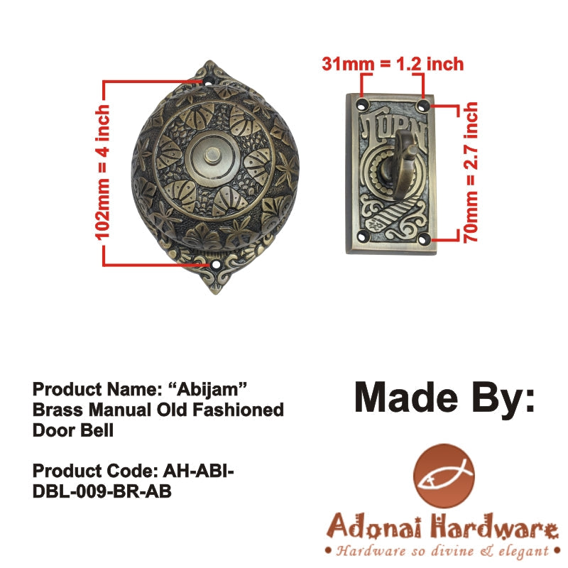 "Abijam" Brass Manual Old Fashioned Door Bell