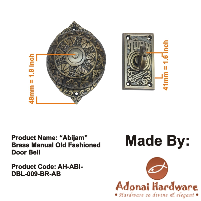 "Abijam" Brass Manual Old Fashioned Door Bell