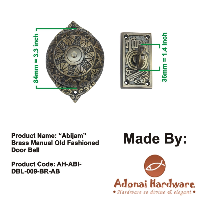 "Abijam" Brass Manual Old Fashioned Door Bell