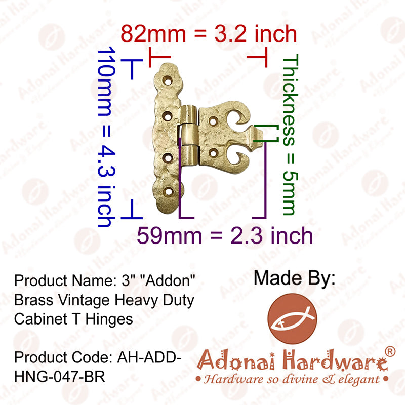 "Addon" Black Antique Iron Cabinet T-Hinge