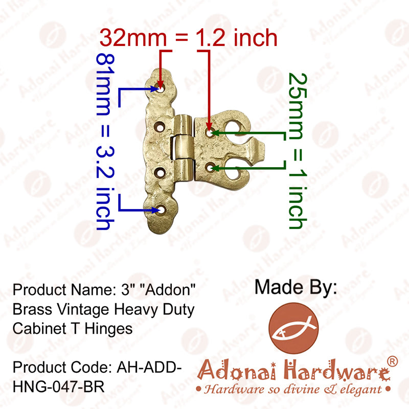 "Addon" Black Antique Iron Cabinet T-Hinge