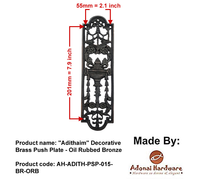 "Adithaim" Decorative Brass Push Plate