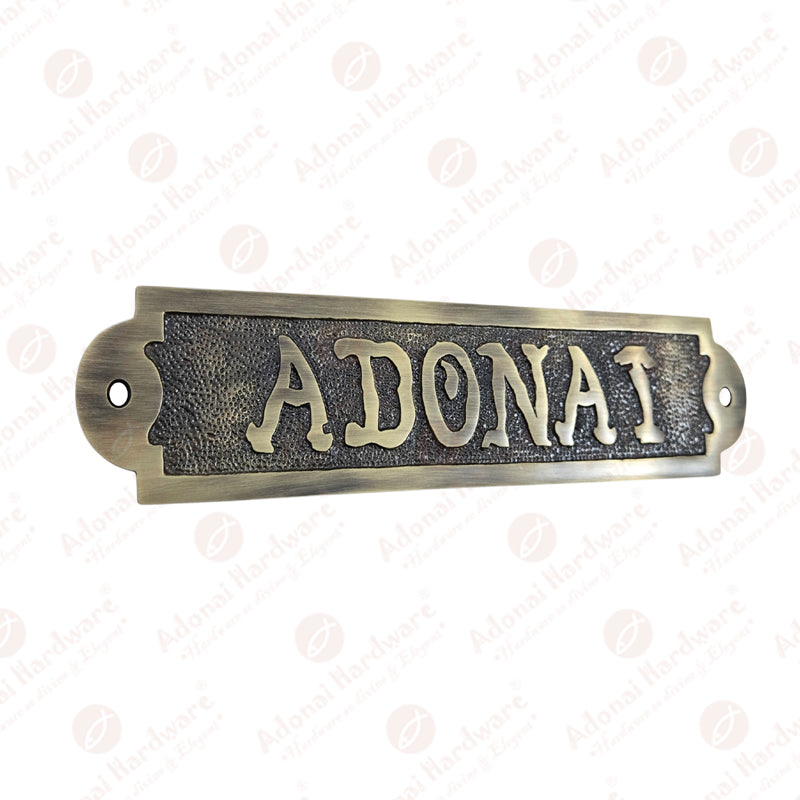 Adonai Solid Brass Door Sign