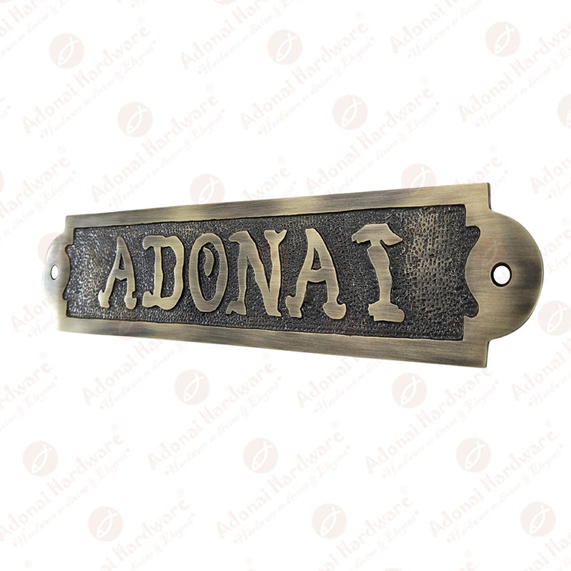 Adonai Solid Brass Door Sign