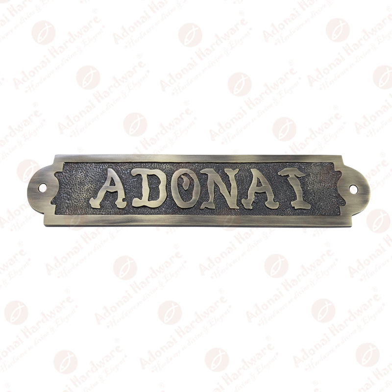 Adonai Solid Brass Door Sign