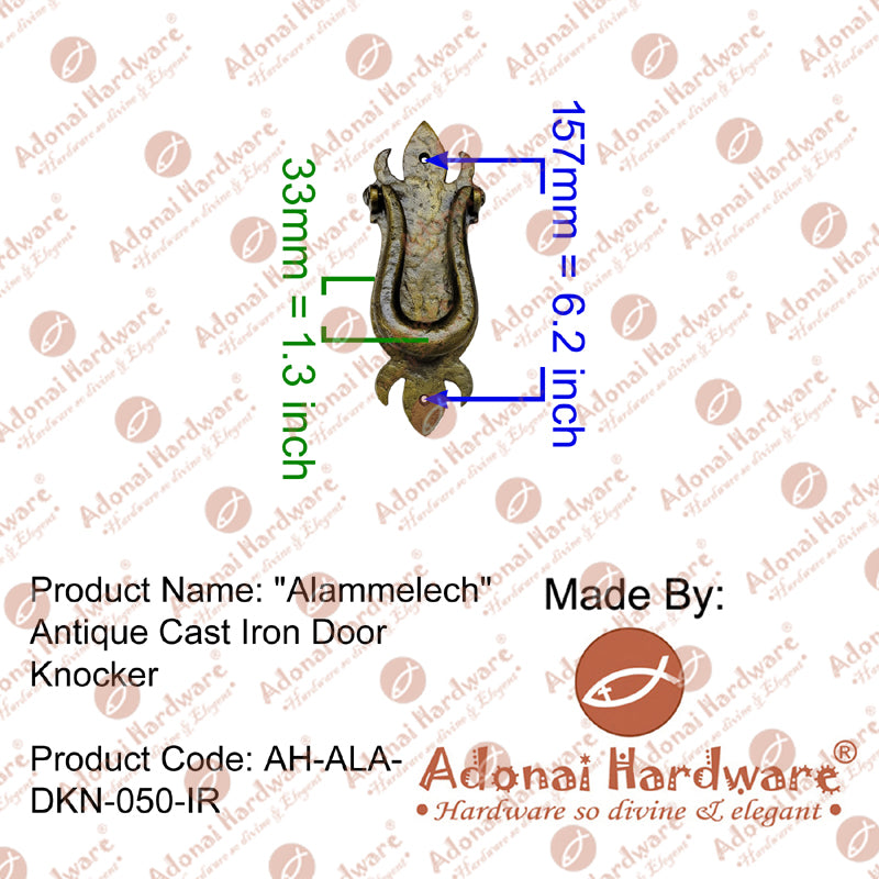 "Alammelech" Black Antique Iron Door Knocker