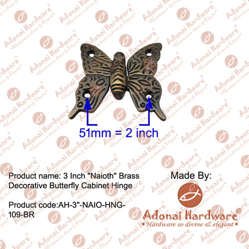 3 Inch "Naioth" Antique Cast Iron Decorative Butterfly Cabinet Hinge