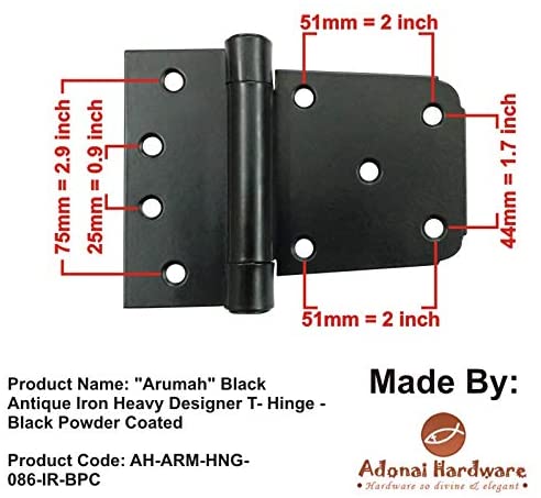 "Arumah" Black Antique Iron Heavy designer T-hinge