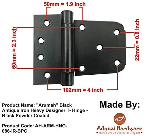 "Arumah" Black Antique Iron Heavy designer T-hinge