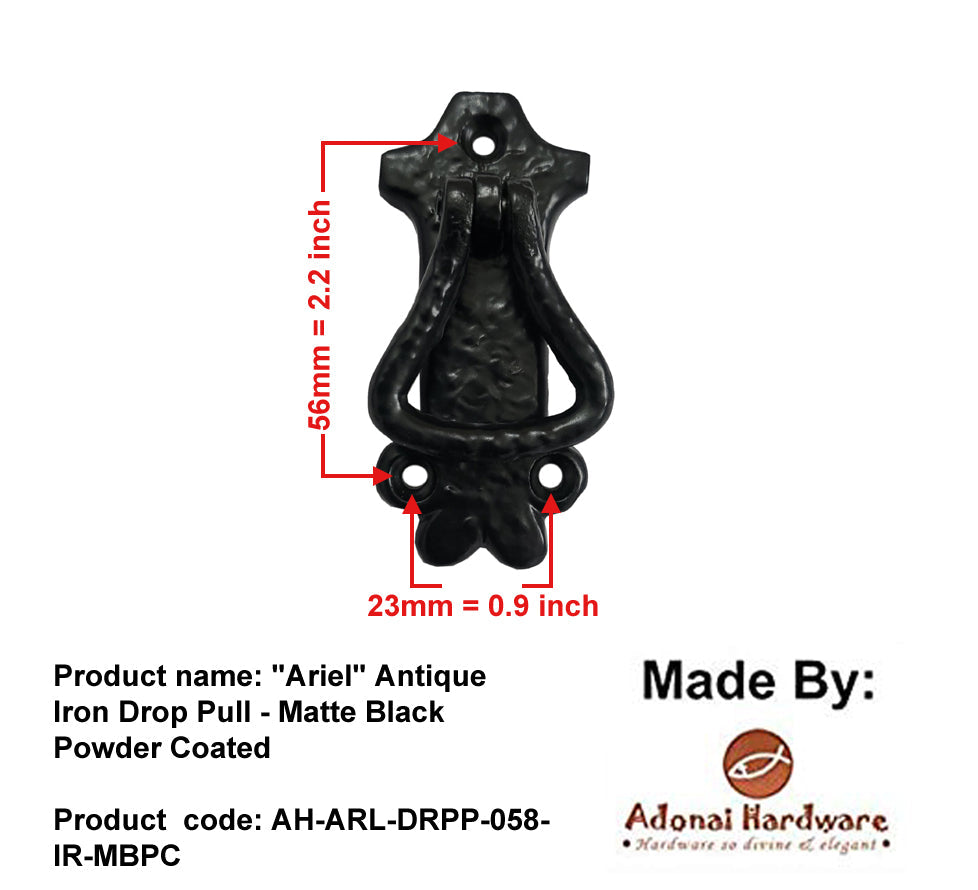 "Ariel" Antique Iron Drop Pull