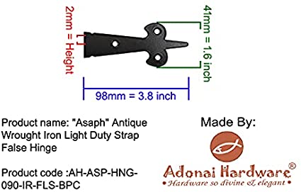 "Asaph" Black Antique Iron Cabinet T-Hinge