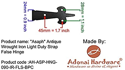 "Asaph" Black Antique Iron Cabinet T-Hinge
