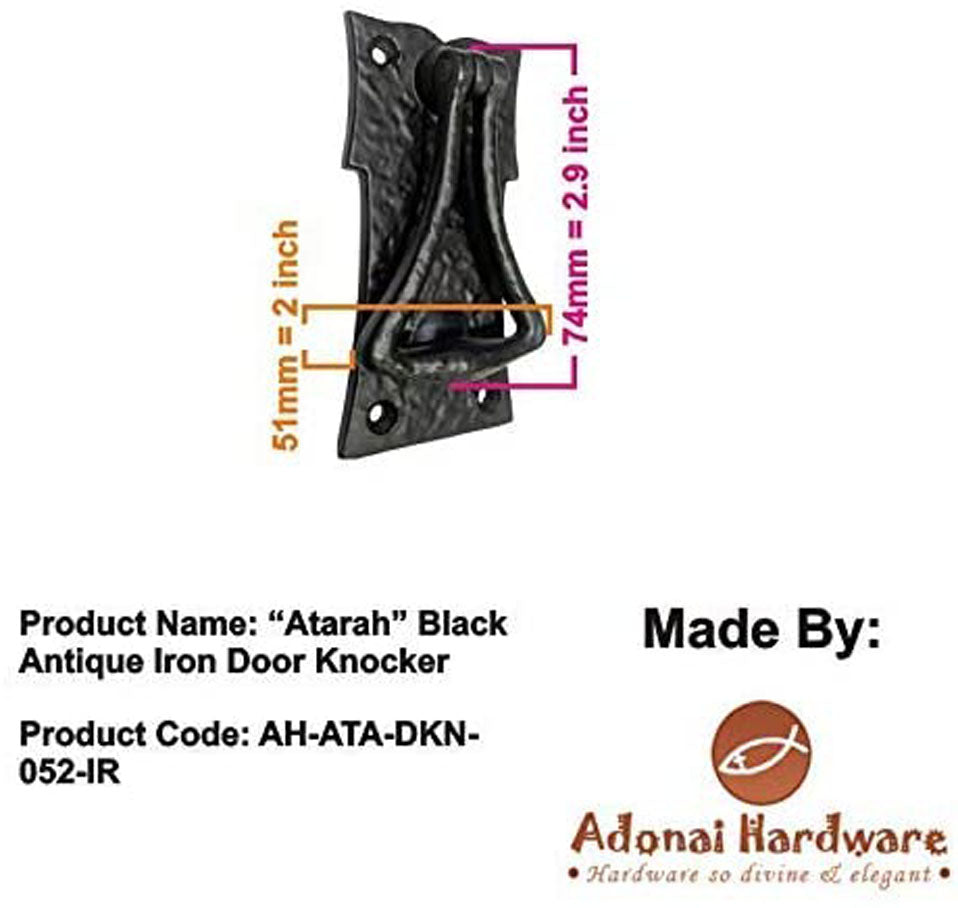 "Atarah" Black Antique Iron Door Knocker