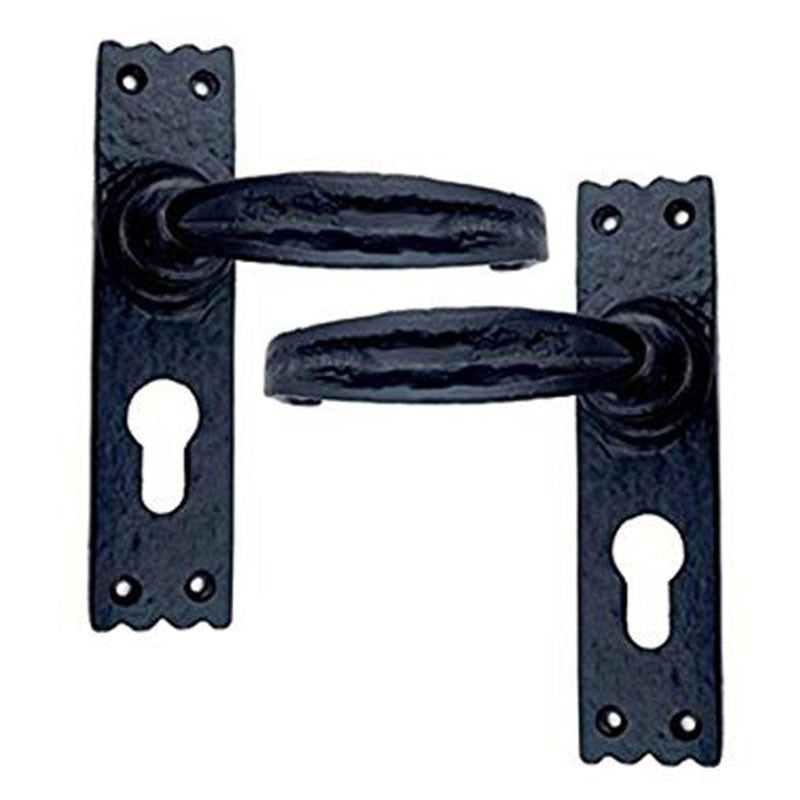 Buy "Azaz" Black Iron Door Handle with Plate-Premium Harware Products Online - Adonai Hardware