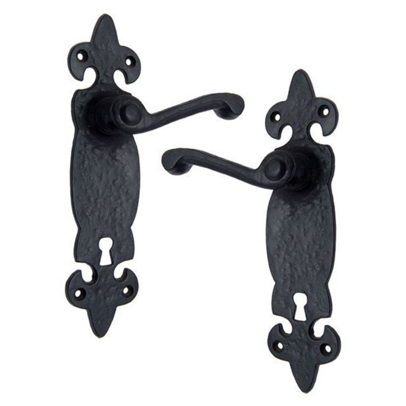 Buy "Azor" Black Iron Door Handle with Plate-Premium Harware Products Online - Adonai Hardware