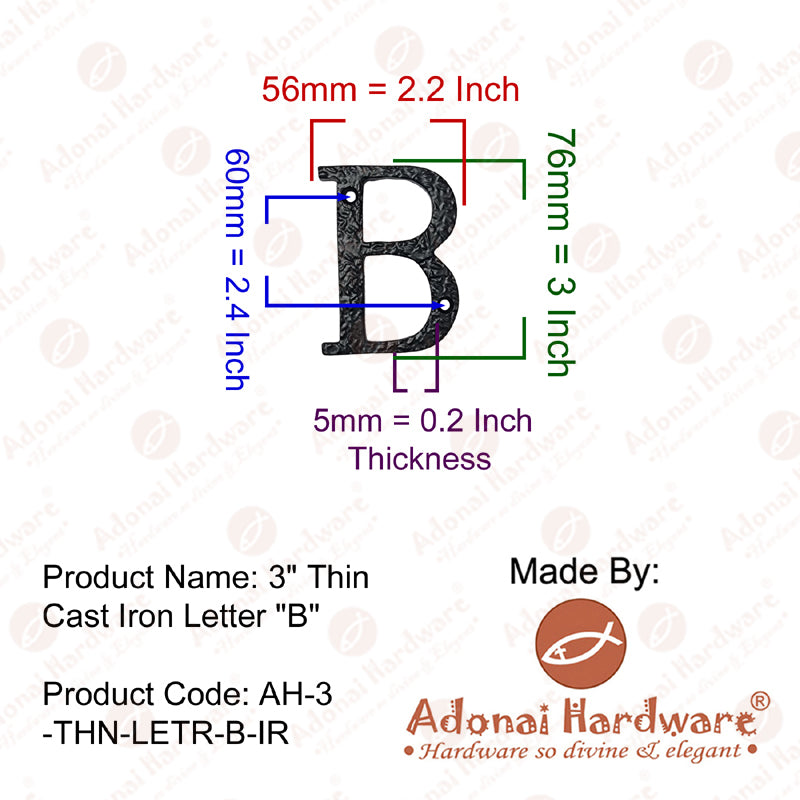 3 Inch Thin Cast Iron Letters (A-Z)