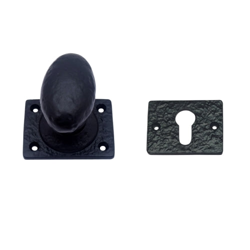 Buy "Baanah" Black Antique Iron Door Knob with Square Rose-Premium Harware Products Online - Adonai Hardware