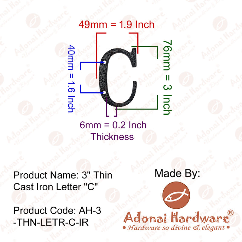 3 Inch Thin Cast Iron Letters (A-Z)