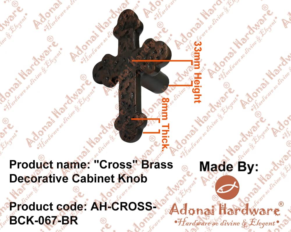 "Cross" Brass Decorative Cabinet Knob