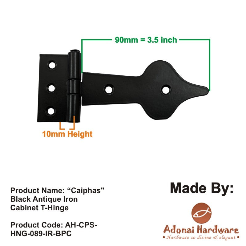 "Caiphas" Black Antique Iron Cabinet T-Hinge