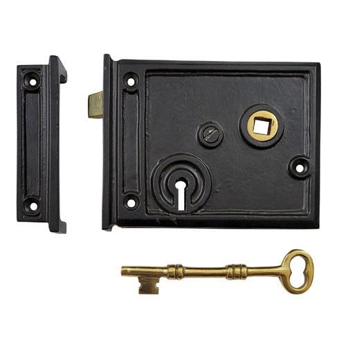 Buy 4 Inch "Besor" Antique Cast Iron Rim Lock-Premium Harware Products Online - Adonai Hardware