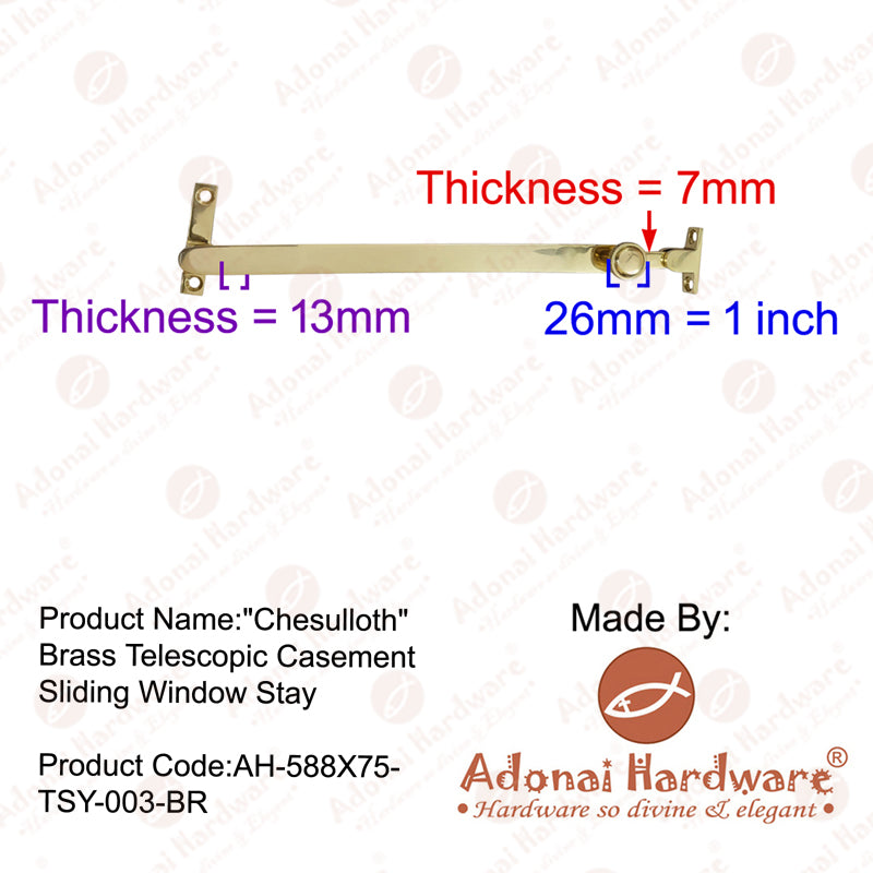 "Chesulloth" Brass Telescopic Casement Sliding Window Stay