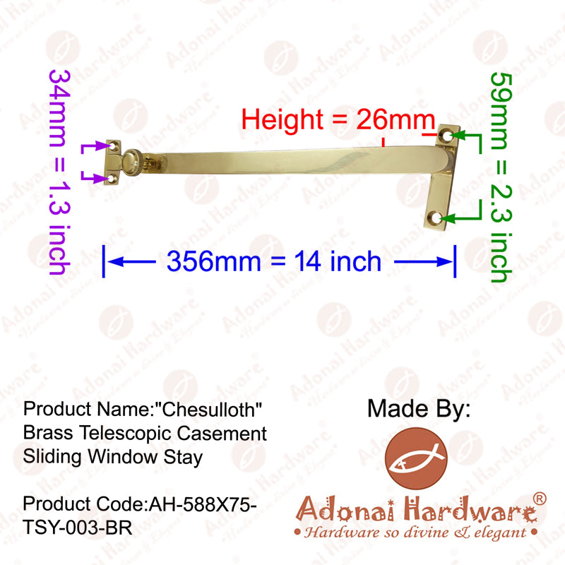 "Chesulloth" Brass Telescopic Casement Sliding Window Stay