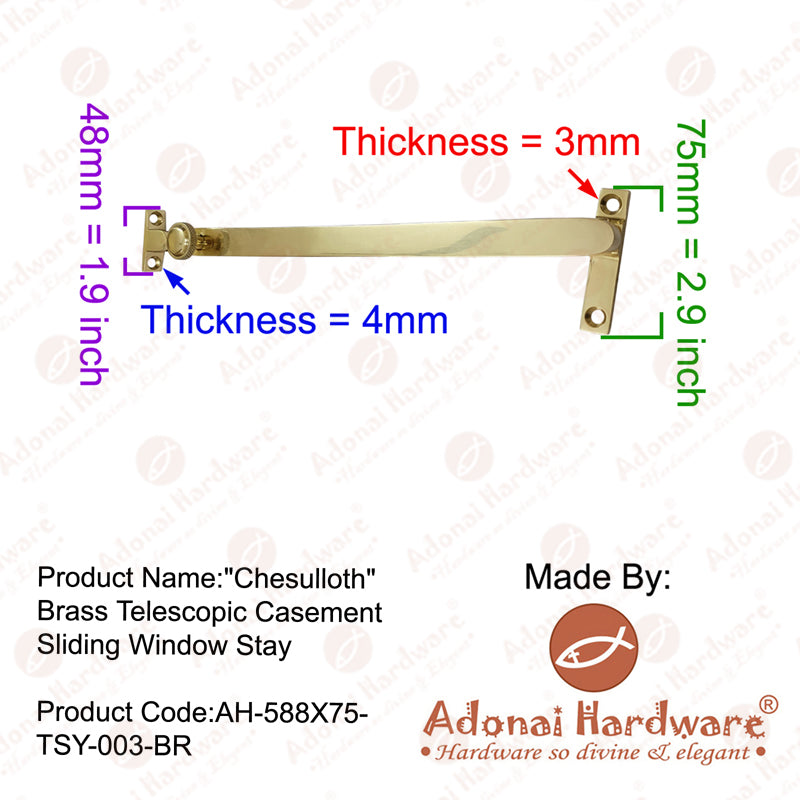 "Chesulloth" Brass Telescopic Casement Sliding Window Stay