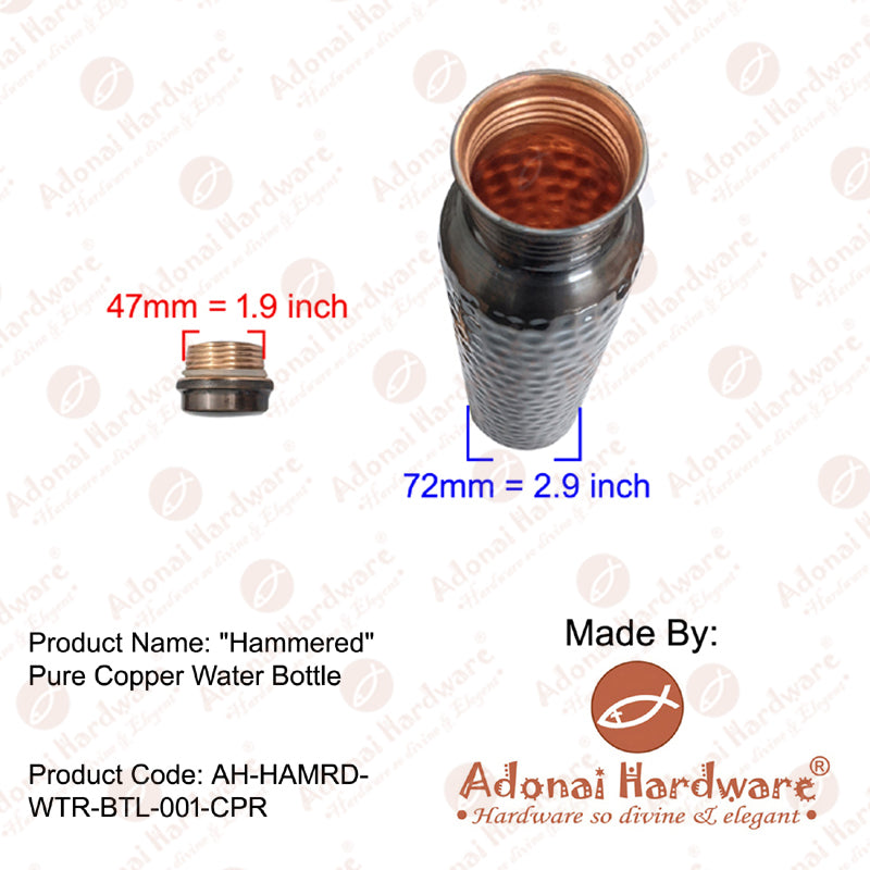 Hammered Pure Copper Water Bottle