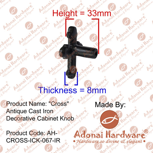 "Cross" Brass Decorative Cabinet Knob