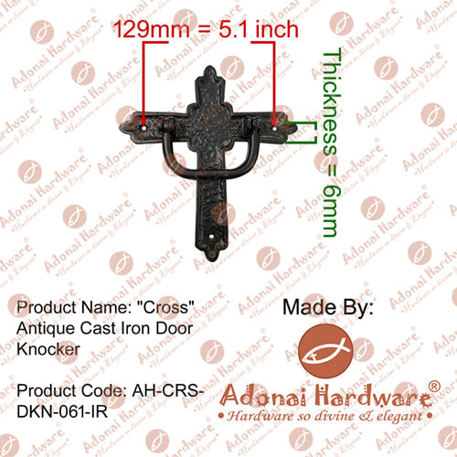 "Cross" Antique Cast Iron Door Knocker