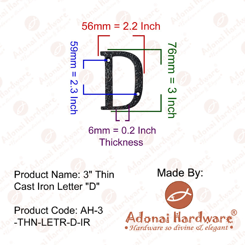 3 Inch Thin Cast Iron Letters (A-Z)