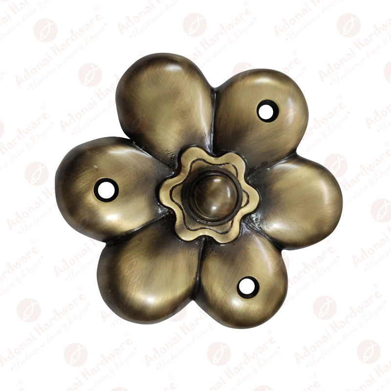 Decorative Flower Brass Bell Push