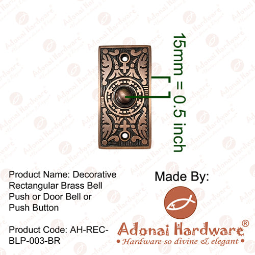 Decorative Rectangular Brass Bell Push